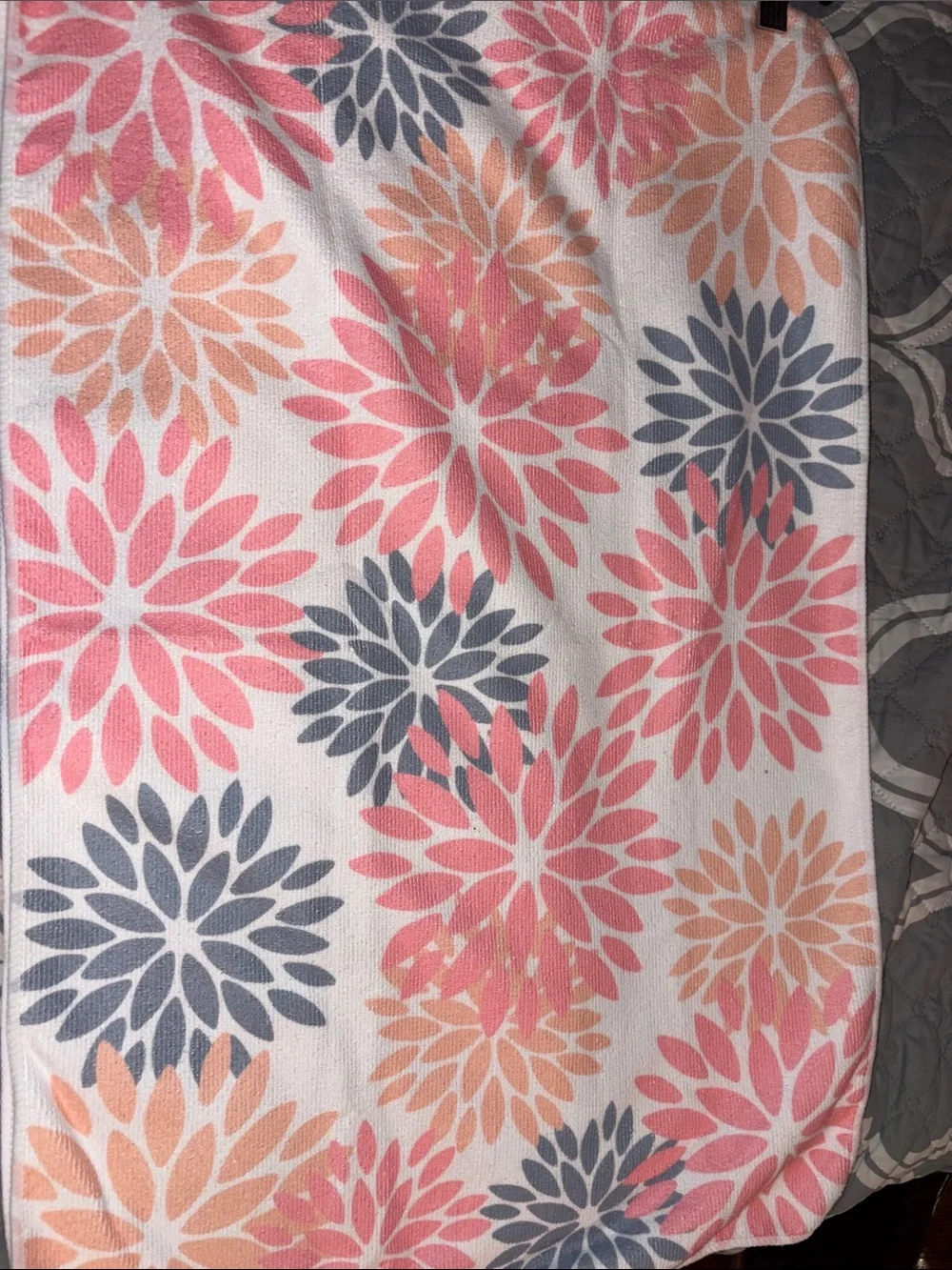 Floral Burst Kitchen Towels (4)- Coral, Peach & Slate